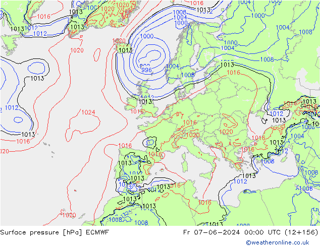 pression de l'air ECMWF ven 07.06.2024 00 UTC
