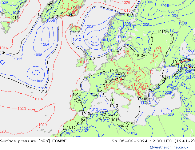 Yer basıncı ECMWF Cts 08.06.2024 12 UTC