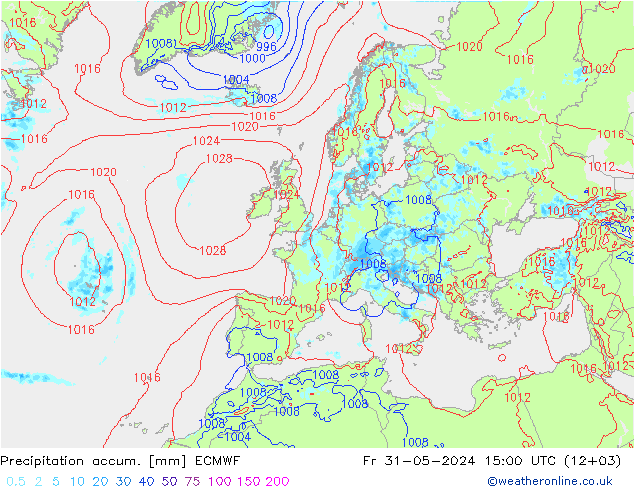 Precipitation accum. ECMWF Fr 31.05.2024 15 UTC