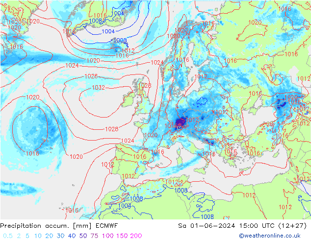 Precipitation accum. ECMWF Sáb 01.06.2024 15 UTC