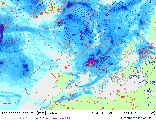 Totale neerslag ECMWF do 06.06.2024 06 UTC