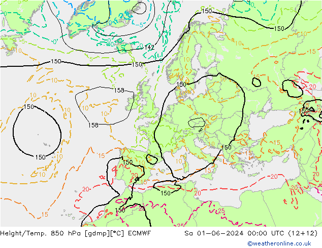 Height/Temp. 850 hPa ECMWF Sa 01.06.2024 00 UTC