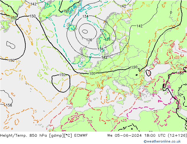 Height/Temp. 850 hPa ECMWF We 05.06.2024 18 UTC