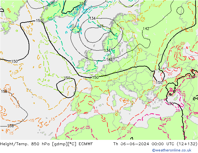 Z500/Rain (+SLP)/Z850 ECMWF Th 06.06.2024 00 UTC