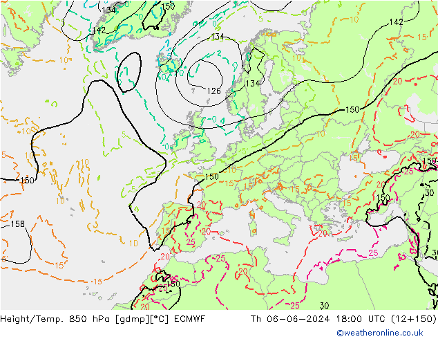 Z500/Rain (+SLP)/Z850 ECMWF Th 06.06.2024 18 UTC