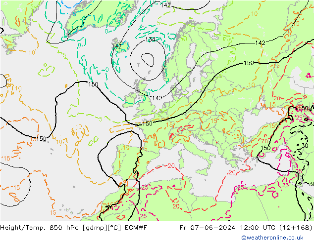 Z500/Rain (+SLP)/Z850 ECMWF Sex 07.06.2024 12 UTC