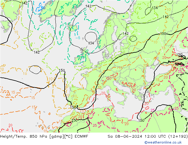 Z500/Rain (+SLP)/Z850 ECMWF sáb 08.06.2024 12 UTC