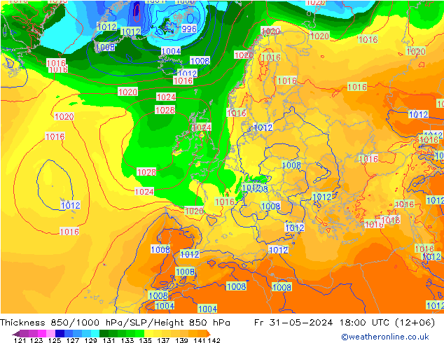 Thck 850-1000 hPa ECMWF pt. 31.05.2024 18 UTC