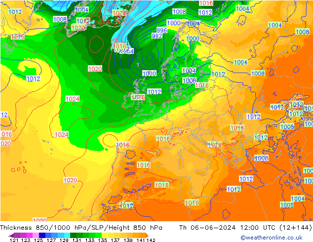 Thck 850-1000 hPa ECMWF Th 06.06.2024 12 UTC