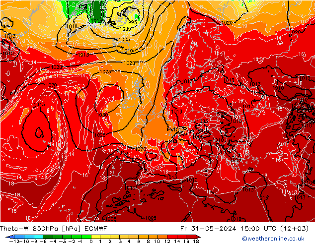 Theta-W 850hPa ECMWF vr 31.05.2024 15 UTC