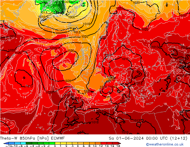 Theta-W 850hPa ECMWF Cts 01.06.2024 00 UTC