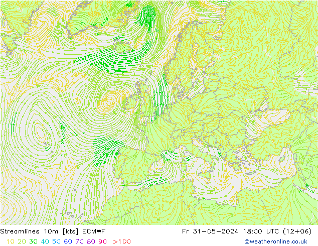 ветер 10m ECMWF пт 31.05.2024 18 UTC