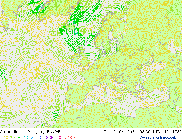 ветер 10m ECMWF чт 06.06.2024 06 UTC