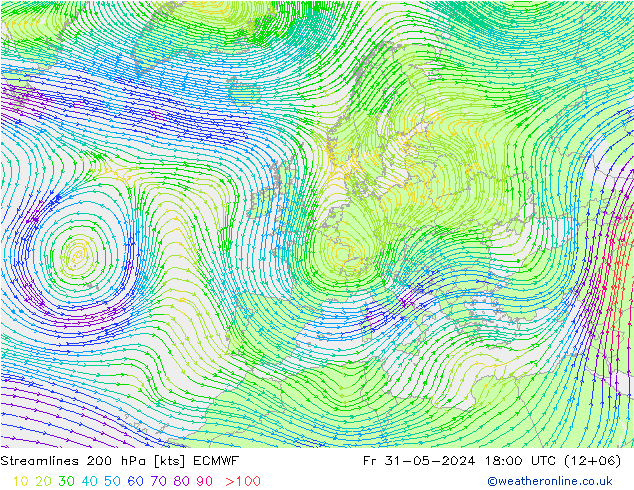 风 200 hPa ECMWF 星期五 31.05.2024 18 UTC