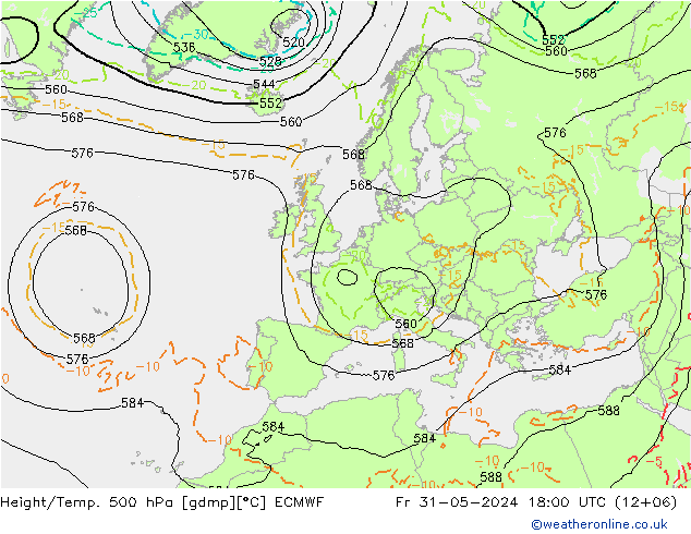Height/Temp. 500 hPa ECMWF 星期五 31.05.2024 18 UTC