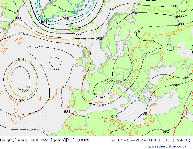 Z500/Rain (+SLP)/Z850 ECMWF Sáb 01.06.2024 18 UTC