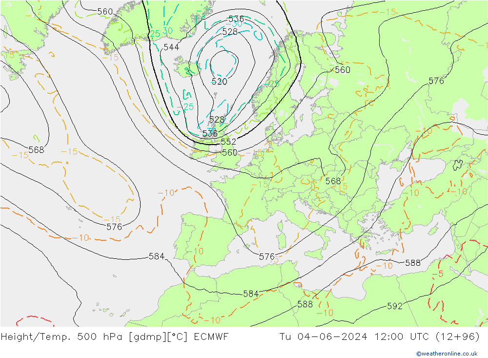 Z500/Rain (+SLP)/Z850 ECMWF  04.06.2024 12 UTC