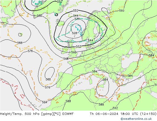 Z500/Rain (+SLP)/Z850 ECMWF Do 06.06.2024 18 UTC