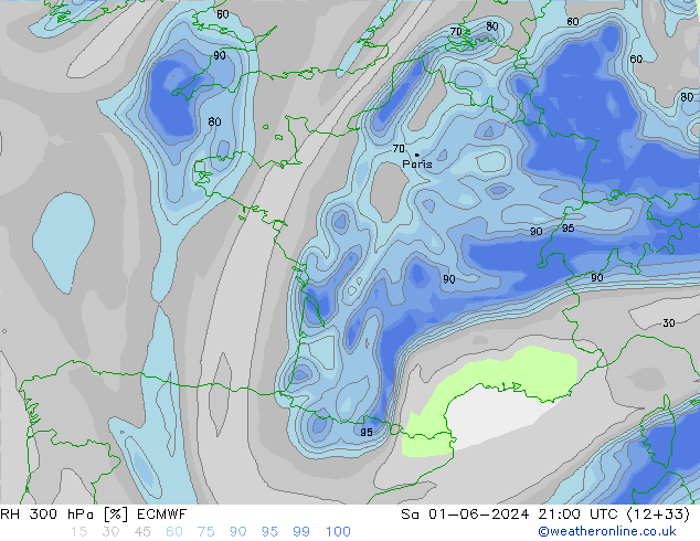 RV 300 hPa ECMWF za 01.06.2024 21 UTC