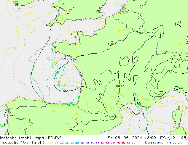 Isotachs (mph) ECMWF Sa 08.06.2024 18 UTC