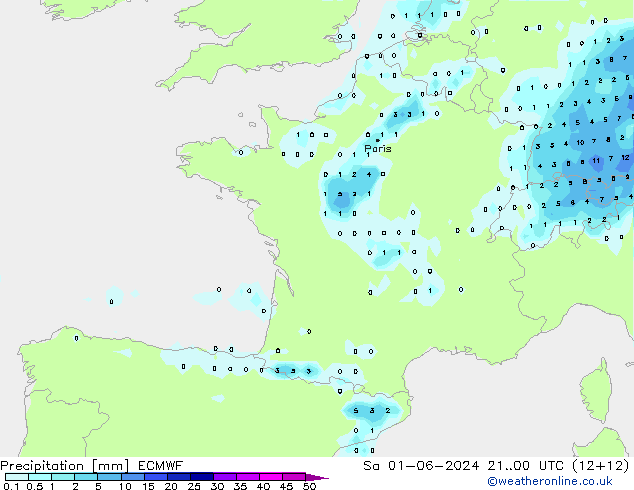 Niederschlag ECMWF Sa 01.06.2024 00 UTC