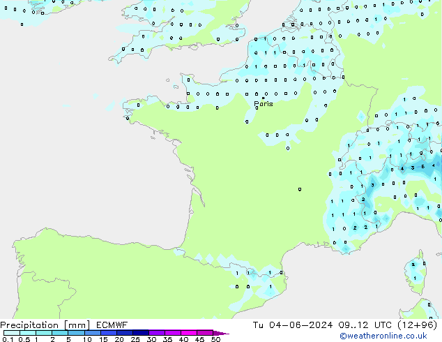 precipitação ECMWF Ter 04.06.2024 12 UTC