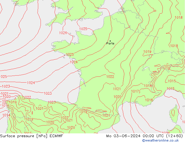 приземное давление ECMWF пн 03.06.2024 00 UTC