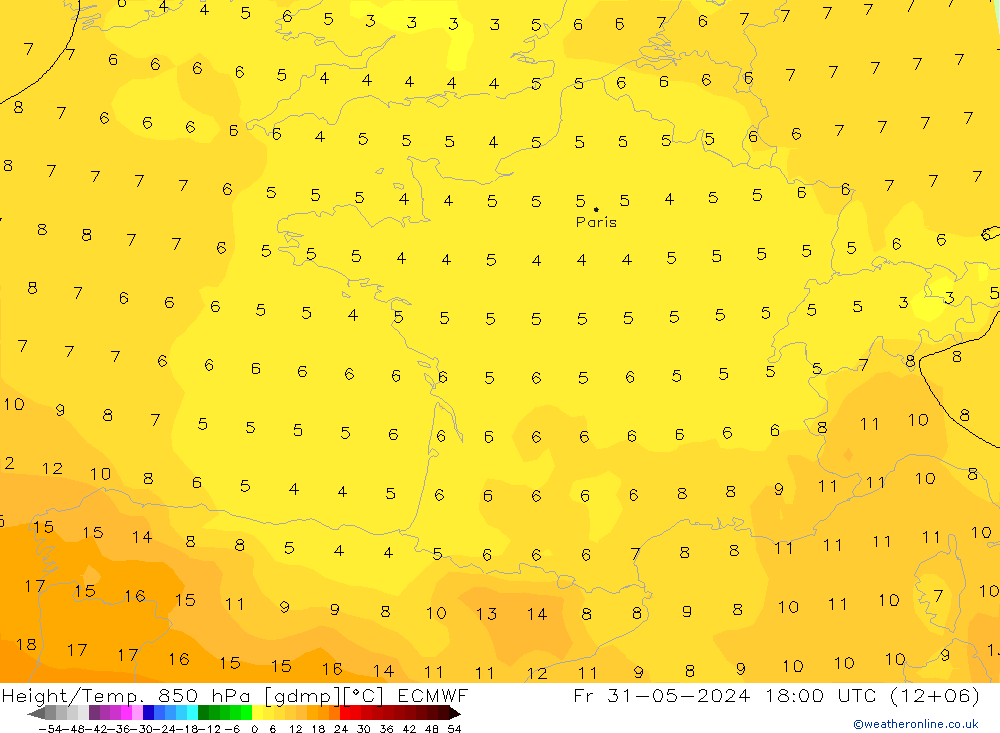 Z500/Rain (+SLP)/Z850 ECMWF Fr 31.05.2024 18 UTC