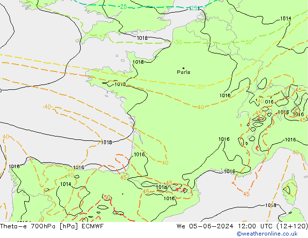 Theta-e 700hPa ECMWF  05.06.2024 12 UTC