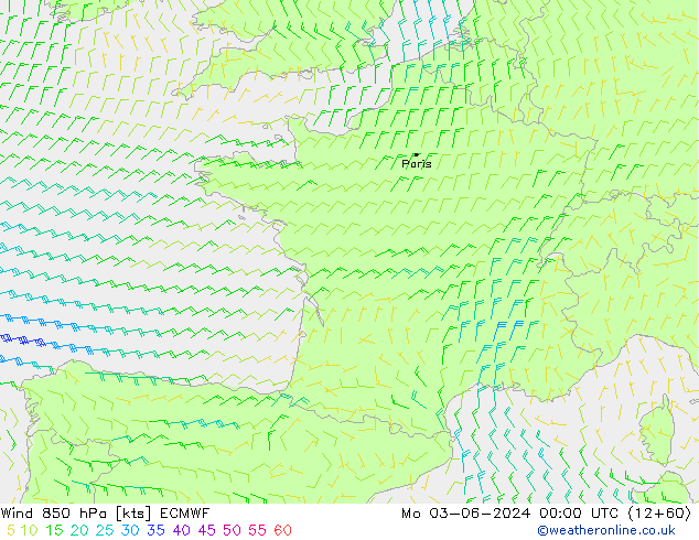 Vent 850 hPa ECMWF lun 03.06.2024 00 UTC