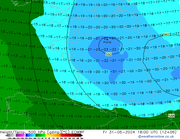 Z500/Rain (+SLP)/Z850 ECMWF Fr 31.05.2024 18 UTC