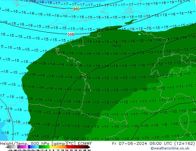 Z500/Yağmur (+YB)/Z850 ECMWF Cu 07.06.2024 06 UTC