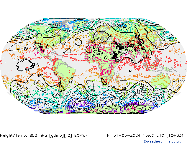 Height/Temp. 850 hPa ECMWF Pá 31.05.2024 15 UTC