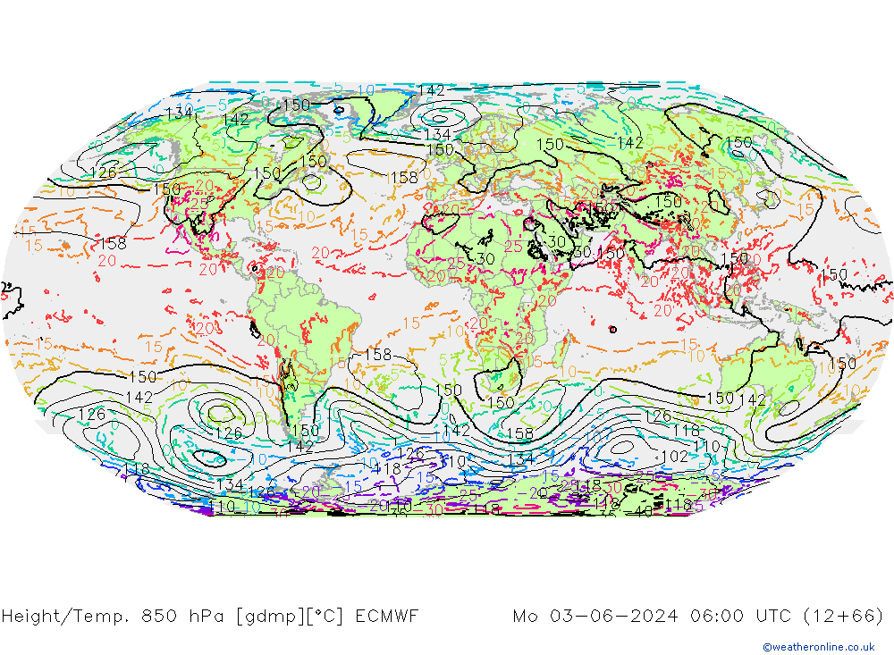 Height/Temp. 850 гПа ECMWF пн 03.06.2024 06 UTC