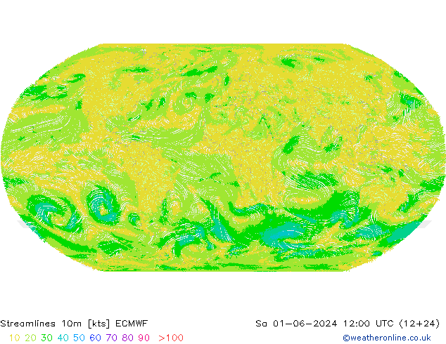 Stromlinien 10m ECMWF Sa 01.06.2024 12 UTC