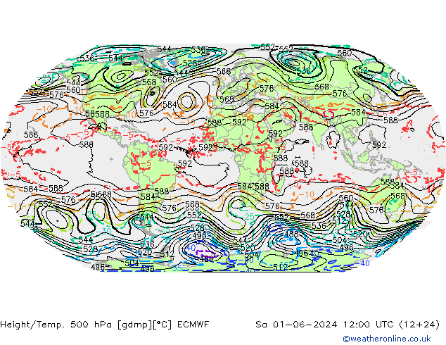 Z500/Rain (+SLP)/Z850 ECMWF So 01.06.2024 12 UTC