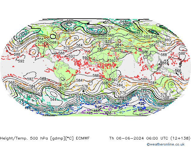 Z500/Rain (+SLP)/Z850 ECMWF czw. 06.06.2024 06 UTC
