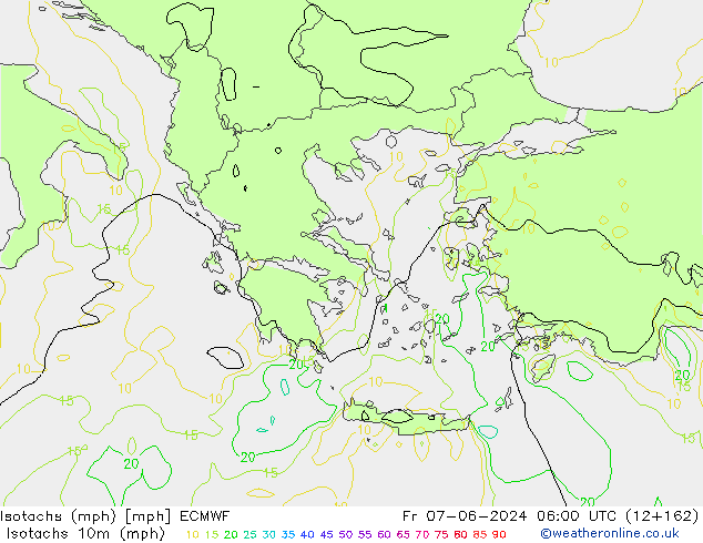 Isotachs (mph) ECMWF Fr 07.06.2024 06 UTC