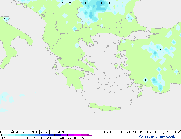 Precipitação (12h) ECMWF Ter 04.06.2024 18 UTC