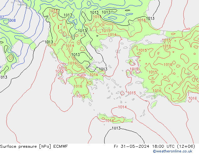 Luchtdruk (Grond) ECMWF vr 31.05.2024 18 UTC