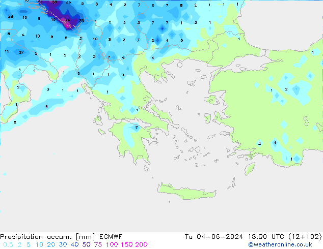 Precipitación acum. ECMWF mar 04.06.2024 18 UTC