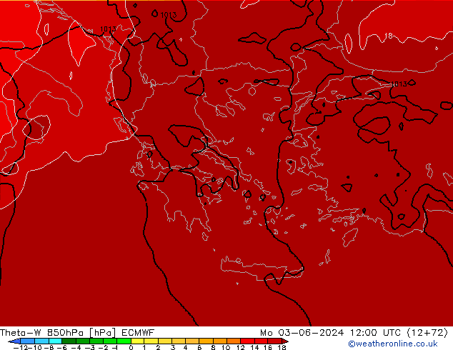 Theta-W 850hPa ECMWF Po 03.06.2024 12 UTC