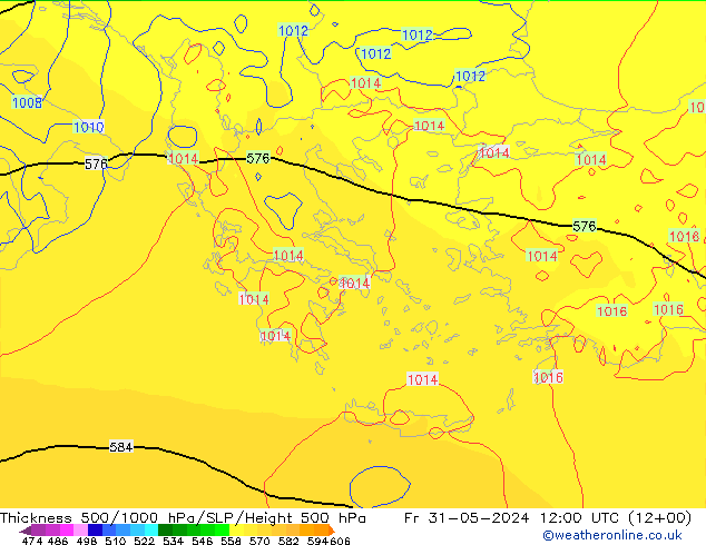 Thck 500-1000hPa ECMWF Fr 31.05.2024 12 UTC