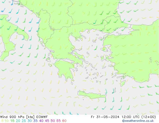 Vent 900 hPa ECMWF ven 31.05.2024 12 UTC