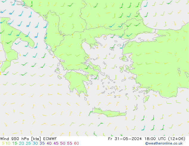 Wind 950 hPa ECMWF Pá 31.05.2024 18 UTC