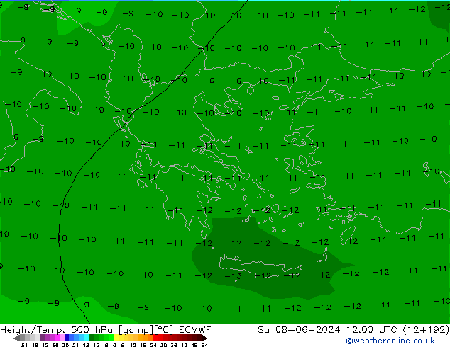 Z500/Rain (+SLP)/Z850 ECMWF sam 08.06.2024 12 UTC