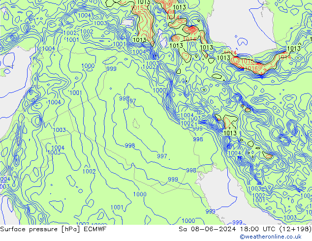 Luchtdruk (Grond) ECMWF za 08.06.2024 18 UTC