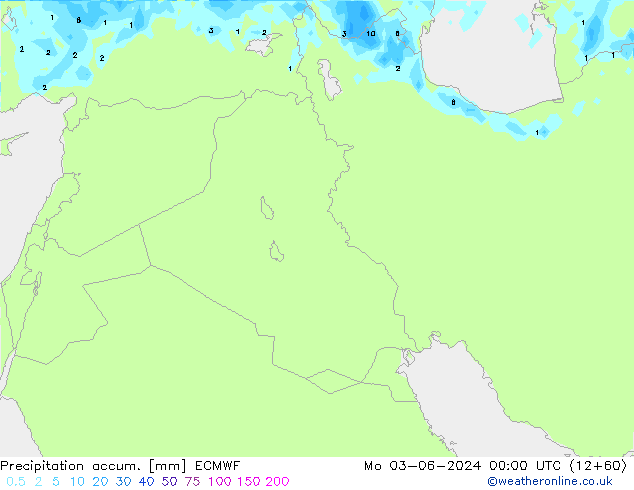 Precipitation accum. ECMWF Po 03.06.2024 00 UTC