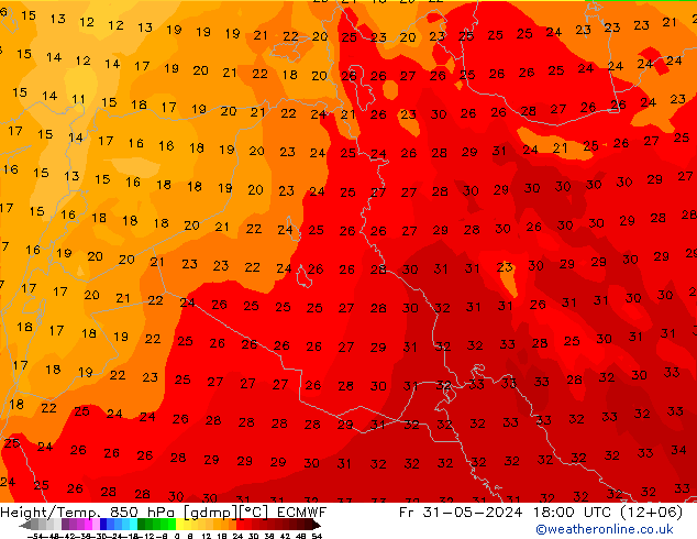 Z500/Rain (+SLP)/Z850 ECMWF Fr 31.05.2024 18 UTC