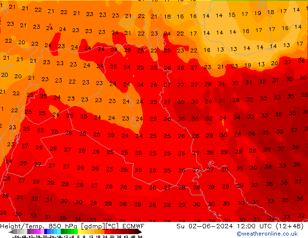 Z500/Rain (+SLP)/Z850 ECMWF nie. 02.06.2024 12 UTC